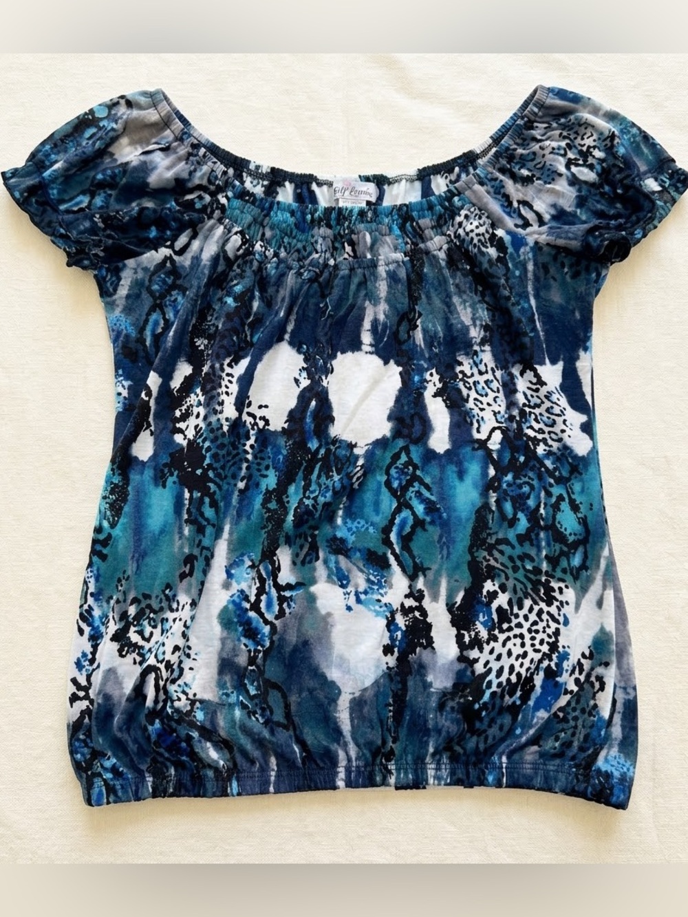 Self Esteem Y2K Women's Shirt S Animal Print Elastic Hem